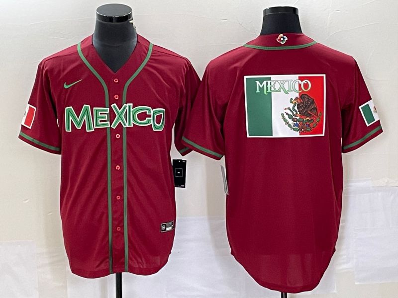 Men 2023 World Cub Mexico Blank Red Nike MLB Jersey20->more jerseys->MLB Jersey